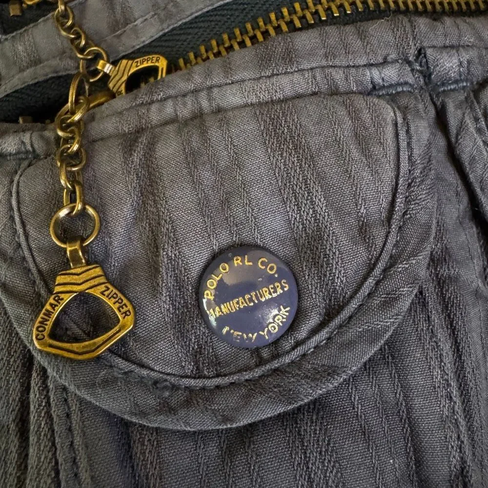 Polo Ralph Lauren Utility Vest Womens Small Blue Silk Cotton Gorpcore Military